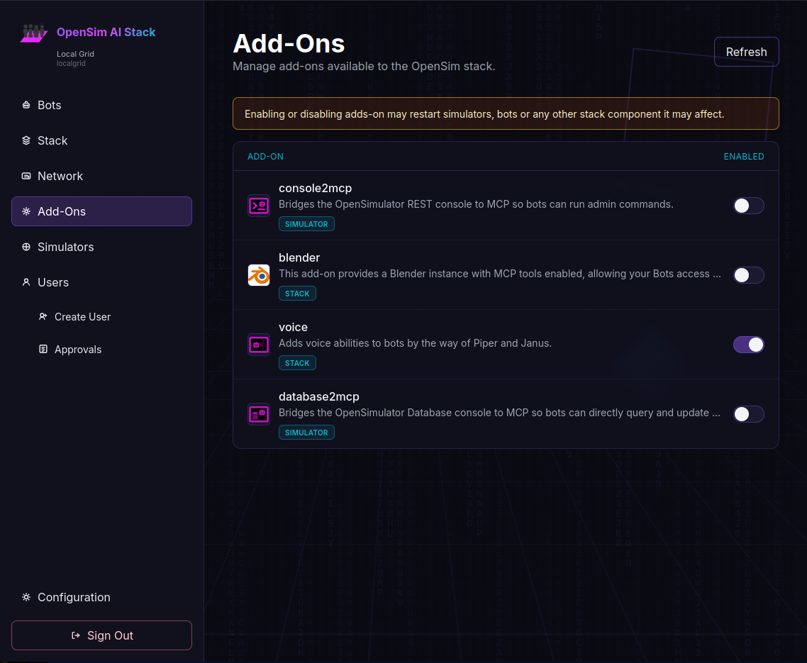 OpenSim Stack Add-Ons